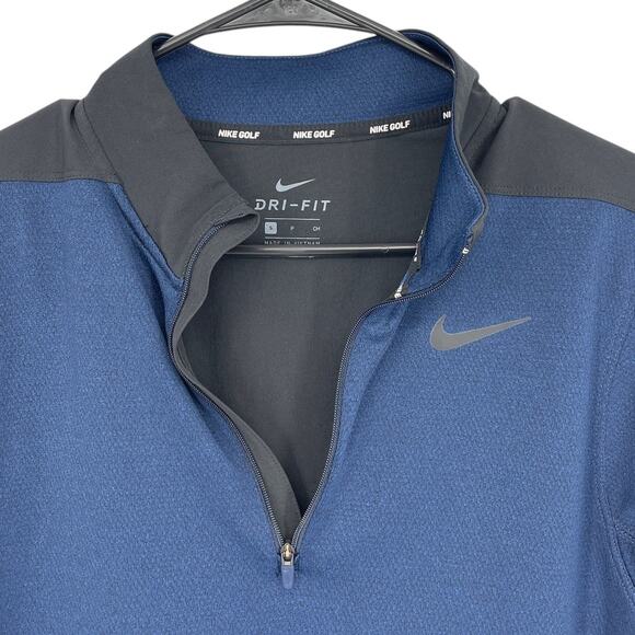 Nike Golf Dri-FIT Quarter Zip Pullover Long Sleeve Shirt Blue Black Men’s Size S - Picture 4 of 8
